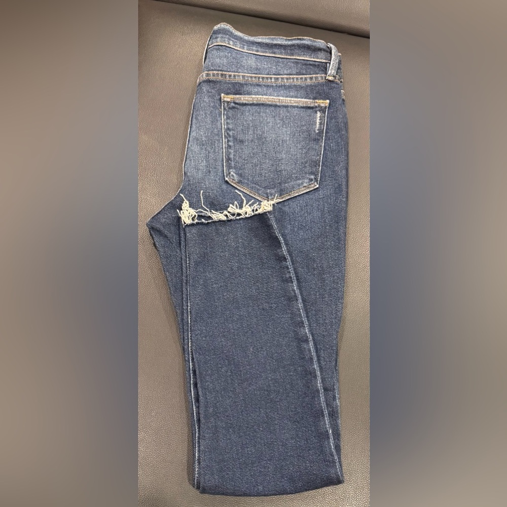 FRAME DENIM LE HIGH SKINNY DISTRESSED JEANS
